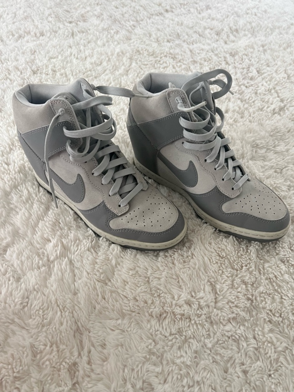 WEDGE heel Nike High-Top Athletic Shoes in Light Gray and Dark Gray